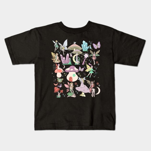 Fairycore Aesthetic Fairy Cottagecore Fairies Kids T-Shirt by Alex21